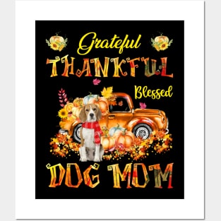 Beagle Pumpkin Thankful Grateful Blessed Dog Mom Posters and Art